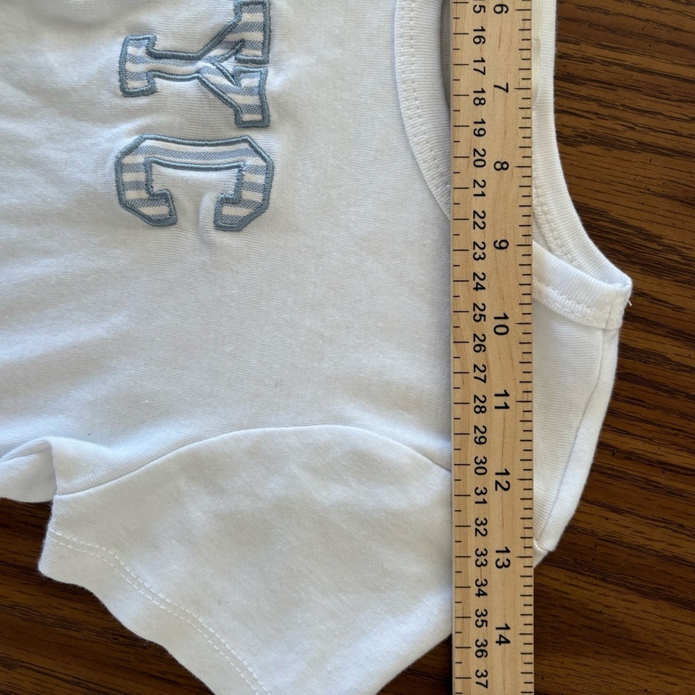 No Comment Girls NYC Embroidered White And Blue Crop Top Sz 14 - Picture 5 of 8